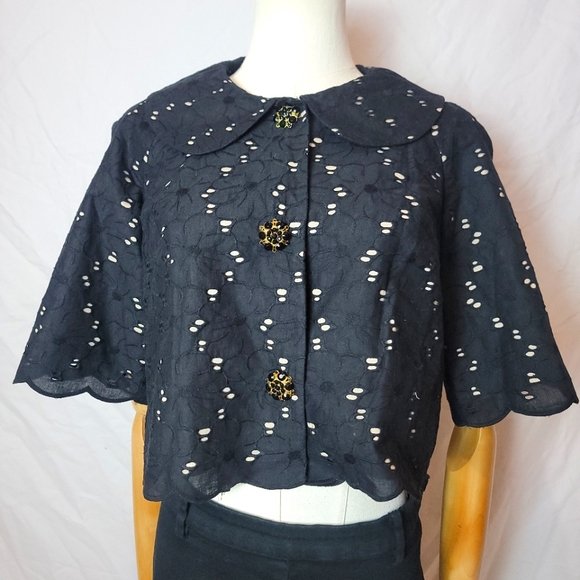 Laundry By Shelli Segal Jackets & Blazers - Laundry By Shelli Segal Eyelet Cropped Jacket Black, Size 4